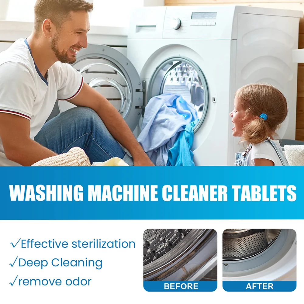 4/20/40PCS Tablets Washing Machine Effervescent Tablets Cleaner Laundry Deep Cleaning Remove Odor Decontamination Tablets