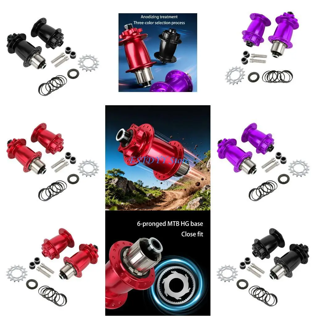 

G6DE 6 Pawl Mountain Bike Hubs Set 32H Spokes Hole Sealing Bearing 100/135mm Axles