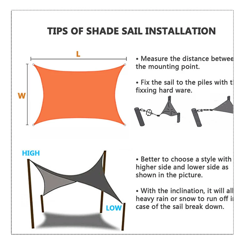 Anti-UV Outdoor Shade Sail Garden Waterproof Canopy Sun Shelter UV Block Awning Decor Sunshade Cloth