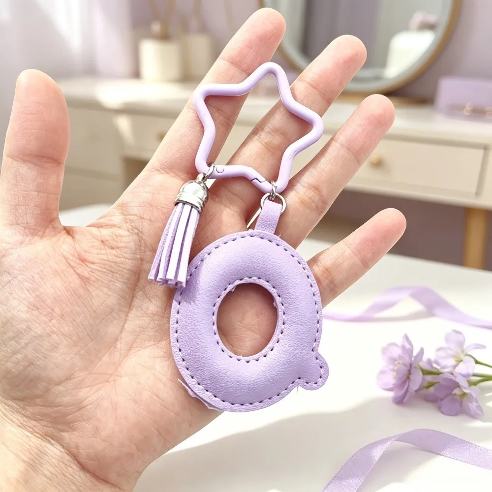 Kawaii Stern-Schlüsselanhänger mit Quaste, Leder A-Z Initialen Alphabet Taschenanhänger, Damen Handtaschenanhänger, Personalisierter Namensschlüsselring, Kleines Geschenk – Detail 4
