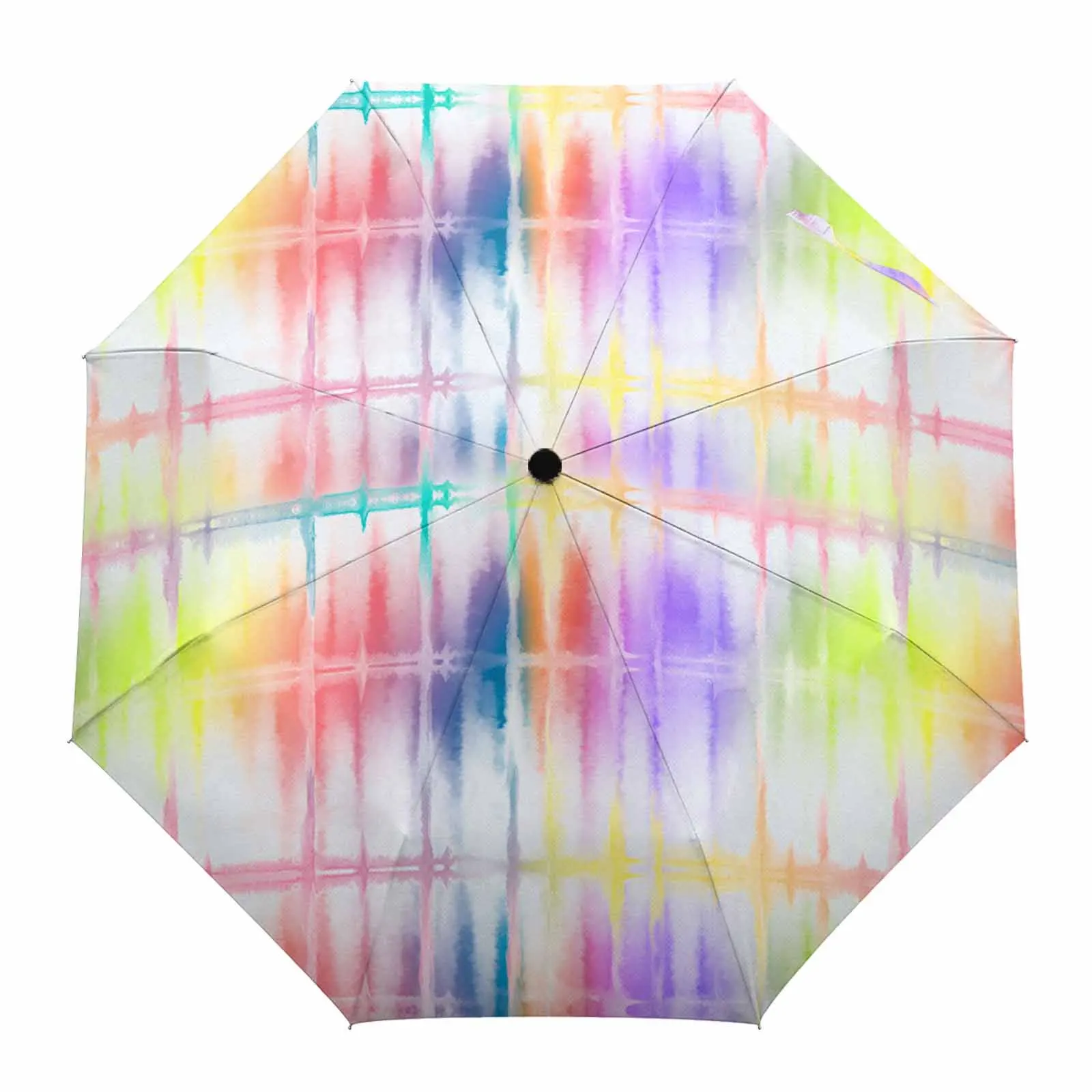 Rainbow Watercolor Gradient Automatic Umbrella Travel Folding Umbrella Portable Parasol Windproof Umbrellas