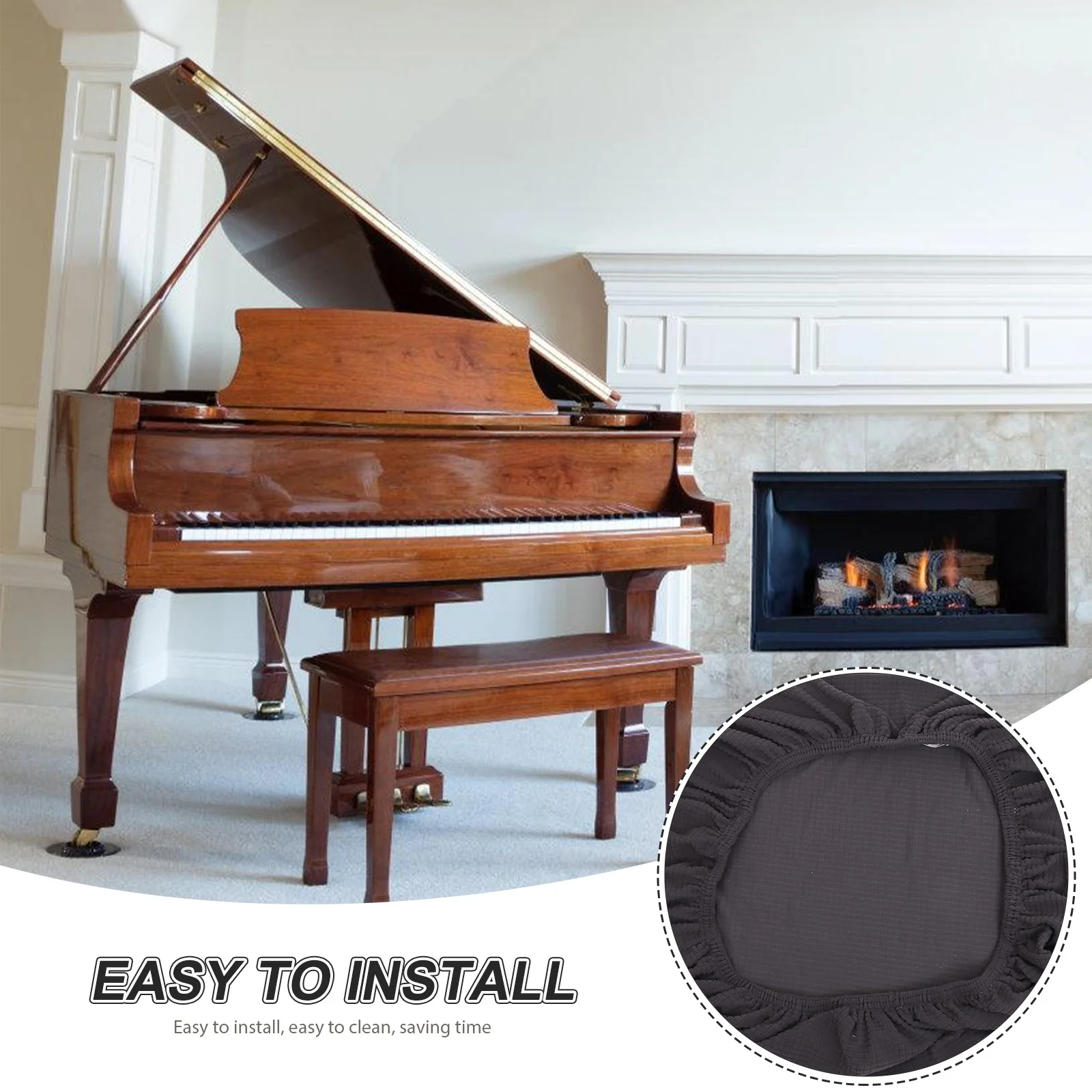 

Piano Stool Cover Stretch Bench Protective Cover Multi-Purpose Use for Various Benches Easy to Install Clean Stool Covers