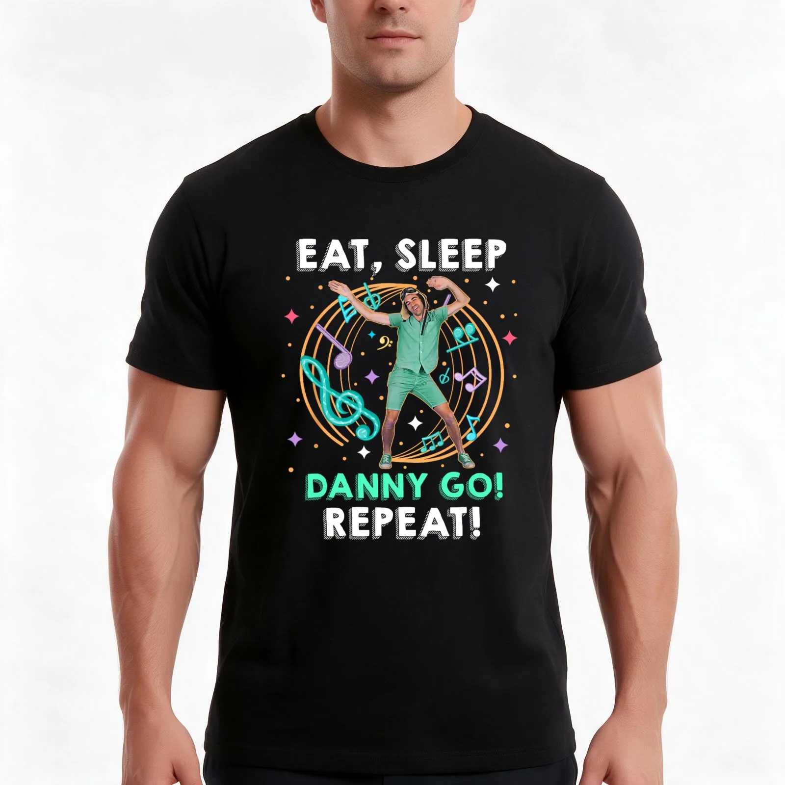 Eat Sleep Danny Go Repeat For Toddler, For Kids, Funny Preschool Gift T-Shirt, Summer Casual Cotton Tee, Vintage Graphic Print