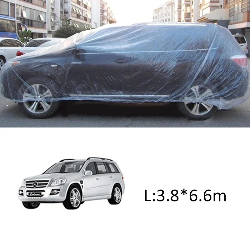 

Disposable Car Cover Transparent Rain Dust Cover For Whole Car Thickened Universal Plastic Car Cover Waterproof Auto Protector