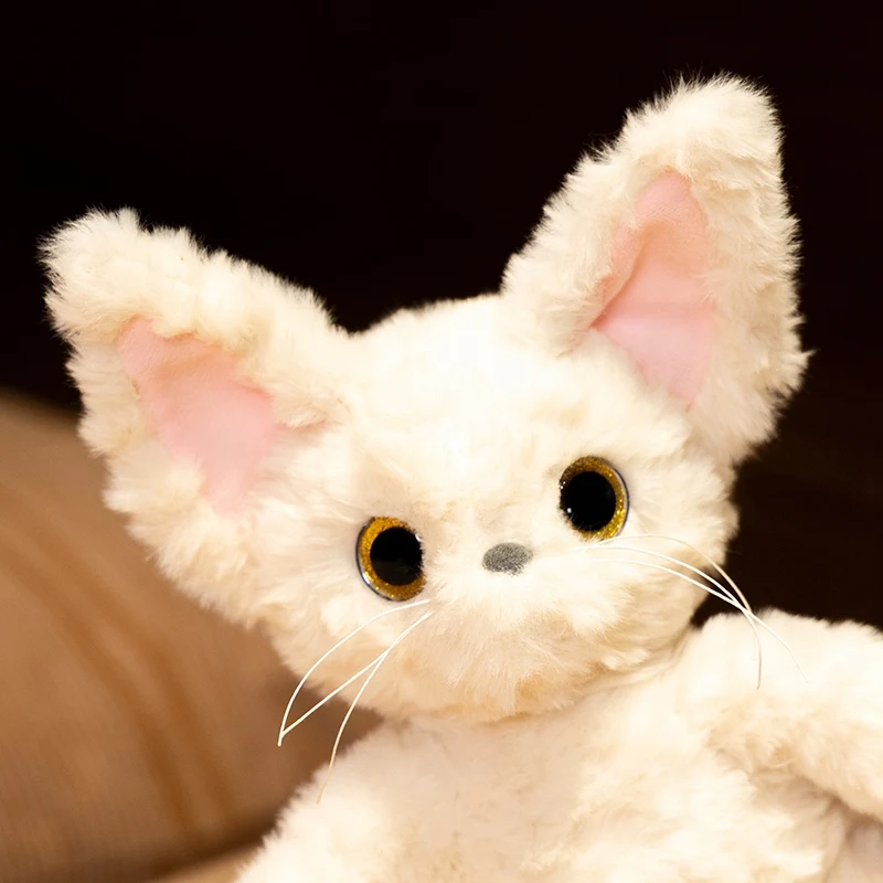 Kawaii White Devon Cat Plush Toy Soft Stuffed Animal Accompany Sleep Toy Soft Cartoon Hugging Toys Home Decor Kids Birthday Gift