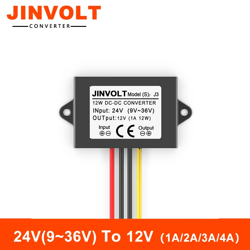 محول وحدة منظم DC-DC من 24 فولت إلى 12 فولت (مدخل 9 فولت ~ 36 فولت، مخرج 1 أمبير/2 أمبير/3 أمبير/4 أمبير)، محول طاقة جهد منظم