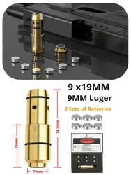 9mm 380ACP Training Laser Cartridge 9x19 9MM Luger 38SPL 40S&W 45ACP Dry Fire Training Bullet Laser Collimator