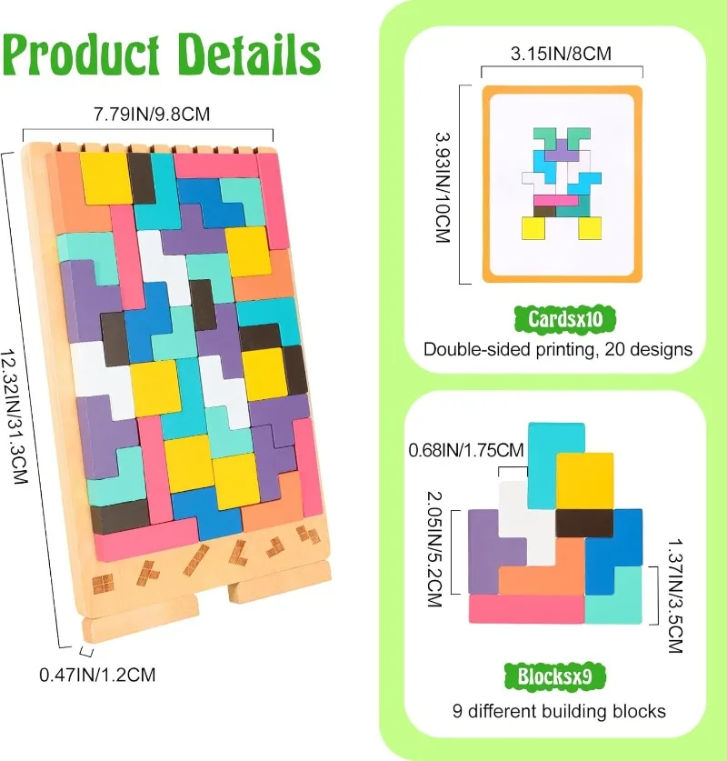 나무 쌓기 퍼즐 장난감, 몬테소리 두뇌 블록 장난감 3D 두뇌 티저 퍼즐 유아용 3-8세 교육용 논리 게임