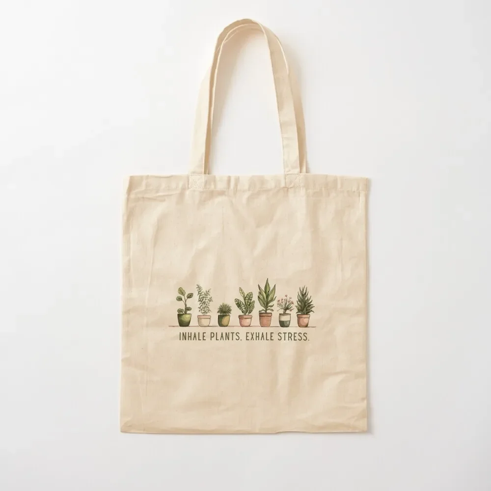 

Inhale Plants, Exhale Stress Tote Bag eco bag folding woman shopper woman