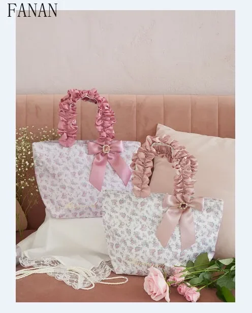 

Top-Handle Bag Cute Handle Lace Bow Casual Handbags for Women Fashion Sweet Lady Casual Tote Bags Fashion Summer New