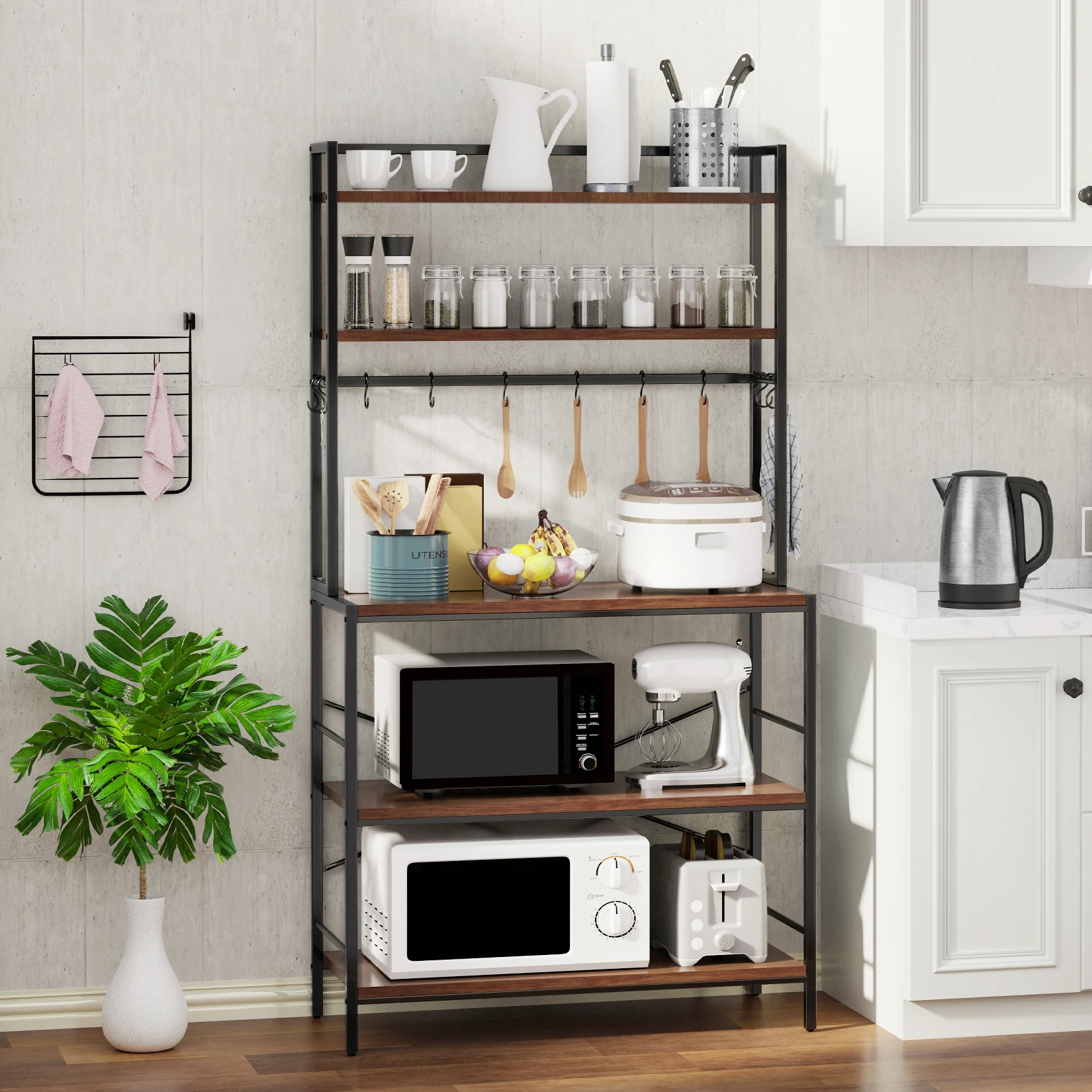 Free Standing Storage Rack Kitchen Microwave Oven Seasoning Pot Organizer Shelf  Plant Stand Bookshelf