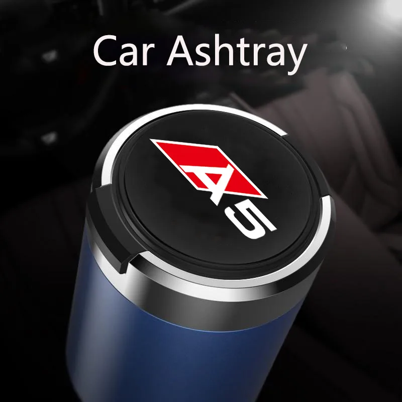 Car cigarette ashtray cup with lid with LED light portable detachable suitable for Audi A4 A5 A6 car interior accessories