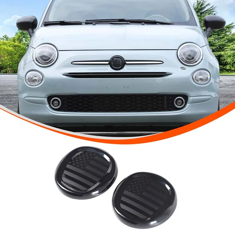 

Для 2016+ Fiat 500 передняя и задняя крышка с логотипом автомобиля, передняя и задняя защитная крышка с логотипом автомобиля ABS черный 2 шт. (флаг США)