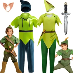 Halloween Boys Peter Pan Cosplay Costume Masquerade Party Anime Tinker Bell Fancy Kids Elf Prince Costume Performance Clothing