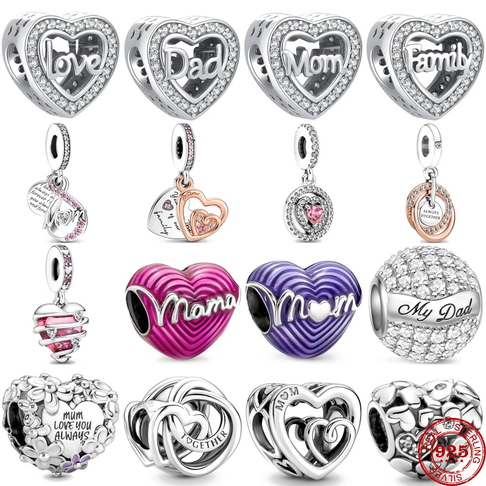 New 925 Sterling Silver Mom Forever Family Pendant Charms Beads Diy Fit Original Pendant Charm Bracelet Necklace Women Jewelry