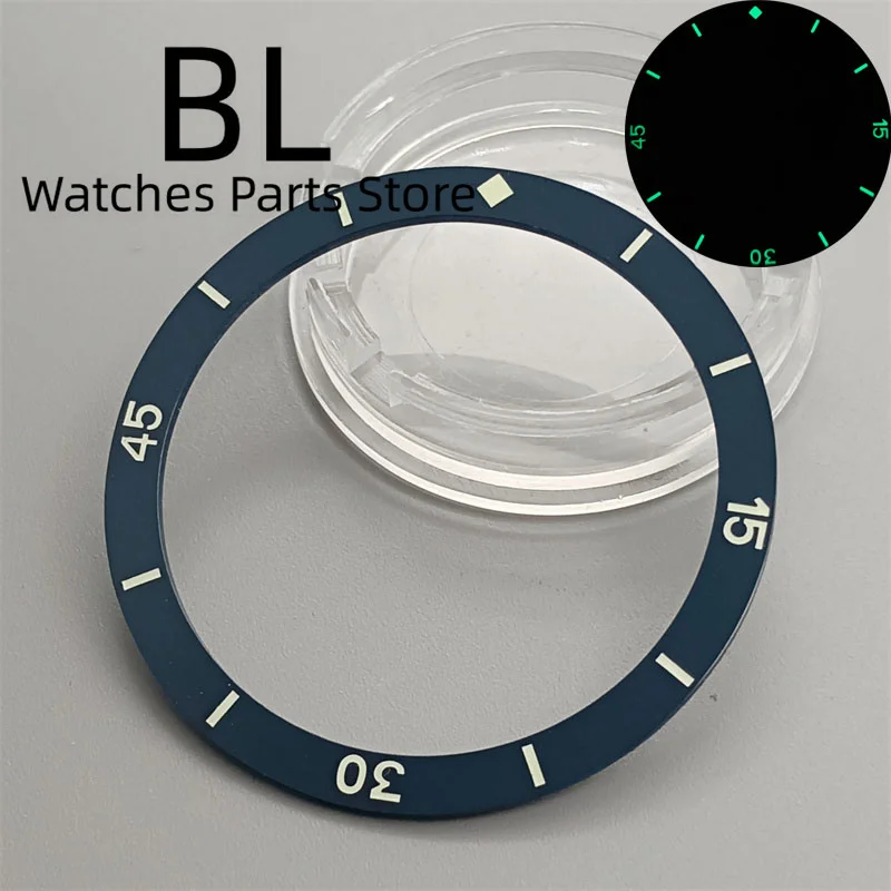 BLIGER 32mmX38mm Ceramic Retro Watch Bezel Black Blue Green Beige Color With Green Luminous For Modified Replacement Accessories