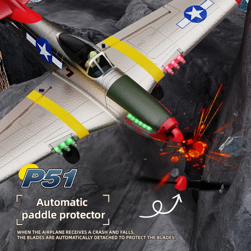 BM26 طائرة شراعية رغوية رباعية الاتجاه P51 موستانج واقعية 6G الدوران RC نموذج لعبة التحكم عن بعد محاكاة الطائرات الثابتة الجناح