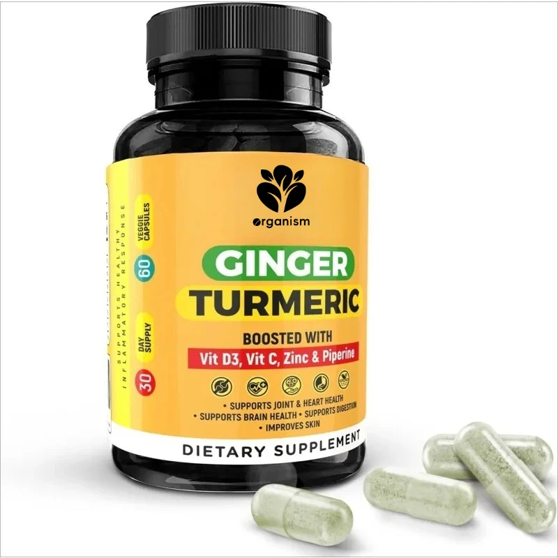 

Куркума, пиперин, витамин цинк, куркумин — добавки для улучшения здоровья суставов, кишечника и иммунитета кожи, 60 капсул