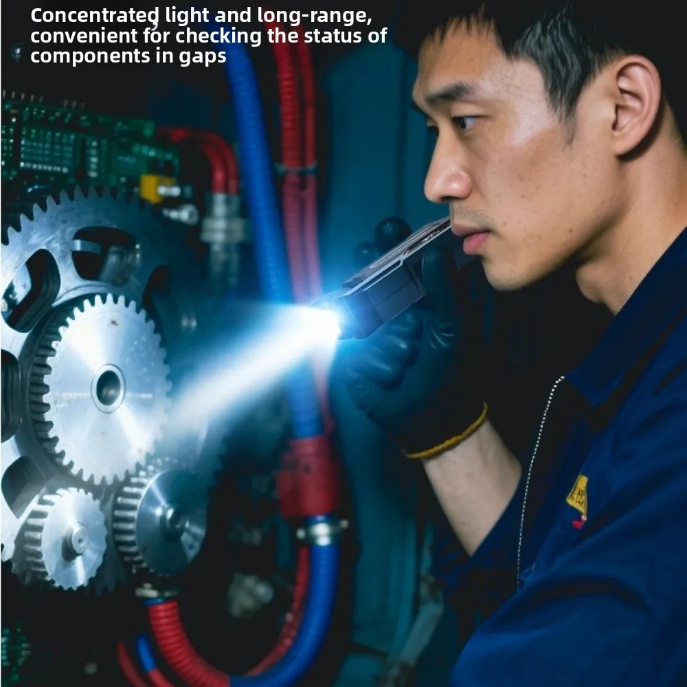 Portable Handheld Flashlight Waterproof Dual Light Pocket Light Adjustable Magnetic Torches Outdoor Emergency