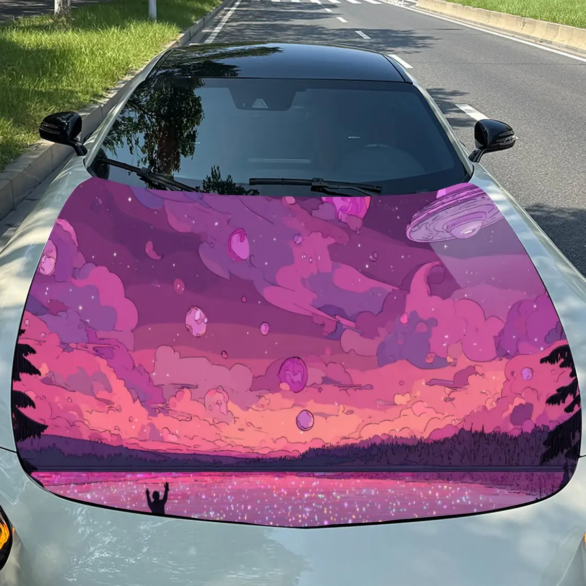 

Dreamy Pink - Toned Car Hood Stickers - Self-Adhesive, Waterproof and Durable Vinyl Wrap, Decorate And Protect Your Car, Fit Fo