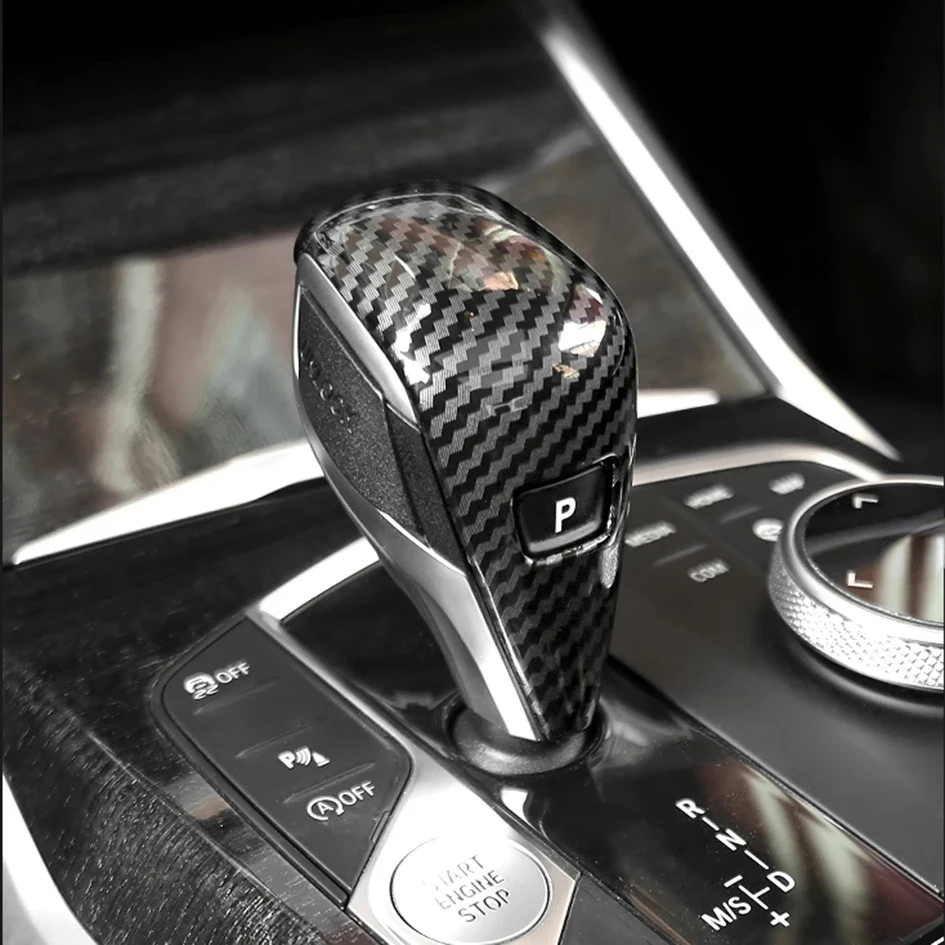 Car Carbon Fiber Gear Shift Handle Trim Cover for BMW 3 Series G20 330i M340i G29 Z4 2019 2020 2021 / G22 4 Series M440i 2021