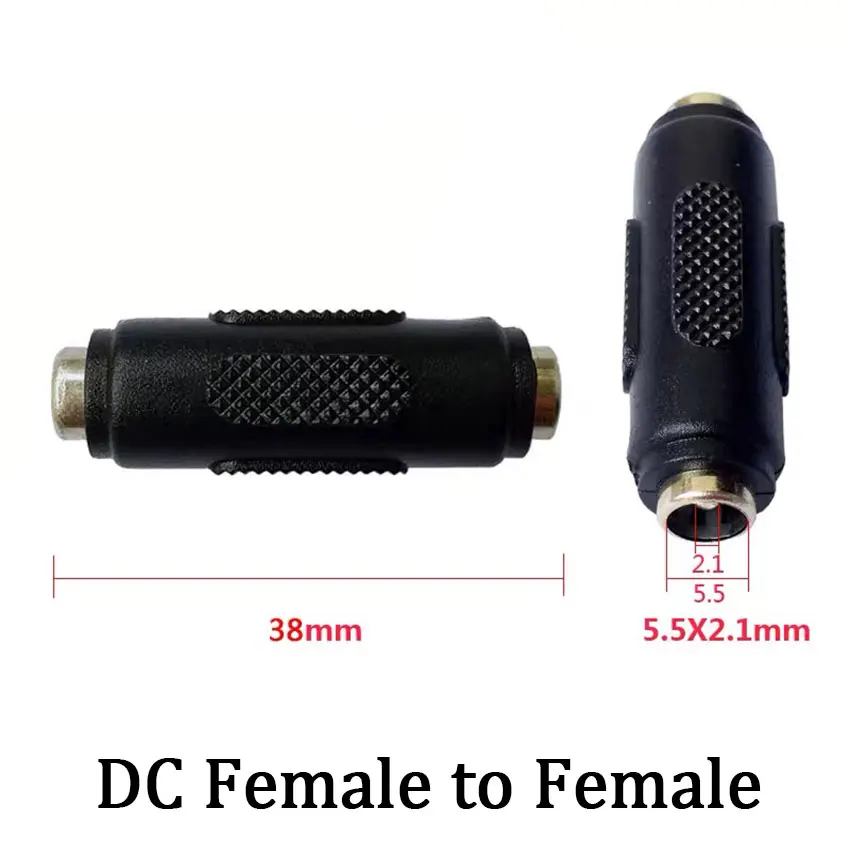1PCS 5.5mm*2.1mm Male To Male DC Power Plug Jack and Female To Female Socket Connector For CCTV Camcer Panel Mounting Adaptor