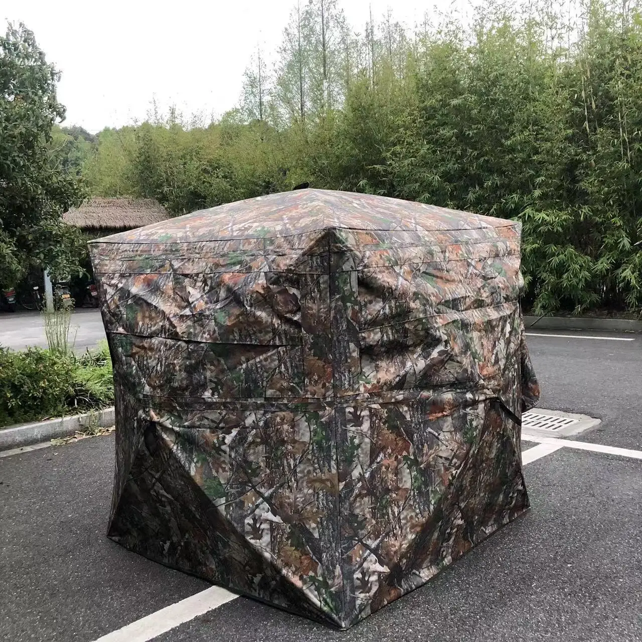 High Quality Portable Oxford Fabric Outdoor Hunting Gear See-Through Ground Blind Tent with One Bedroom Structure for Camping