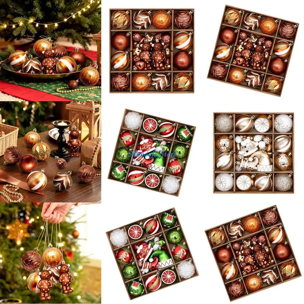 

U2JC 46Pcs Colorful Plastic Holiday Hanging Decorations Gift Ready Storage Box