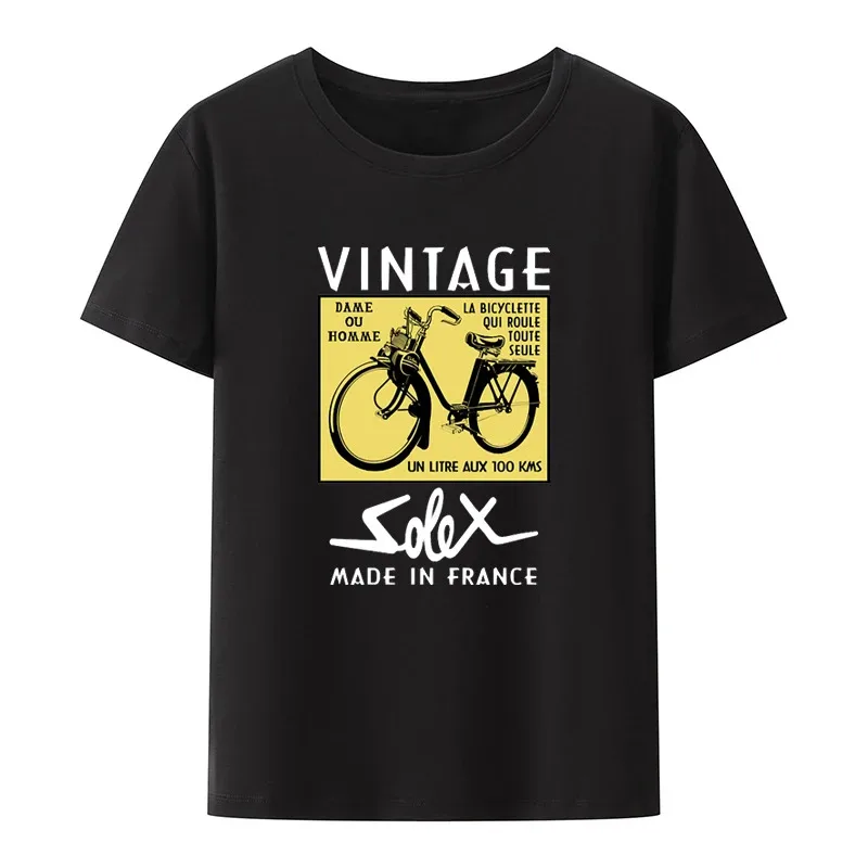 Vintage Solex Made in France Modal Print T-Shirt Hip-Hop Cool Freizeit Lustiges lockeres Crop Top Y2k Goth Trend Muster Neuheit Geschenk