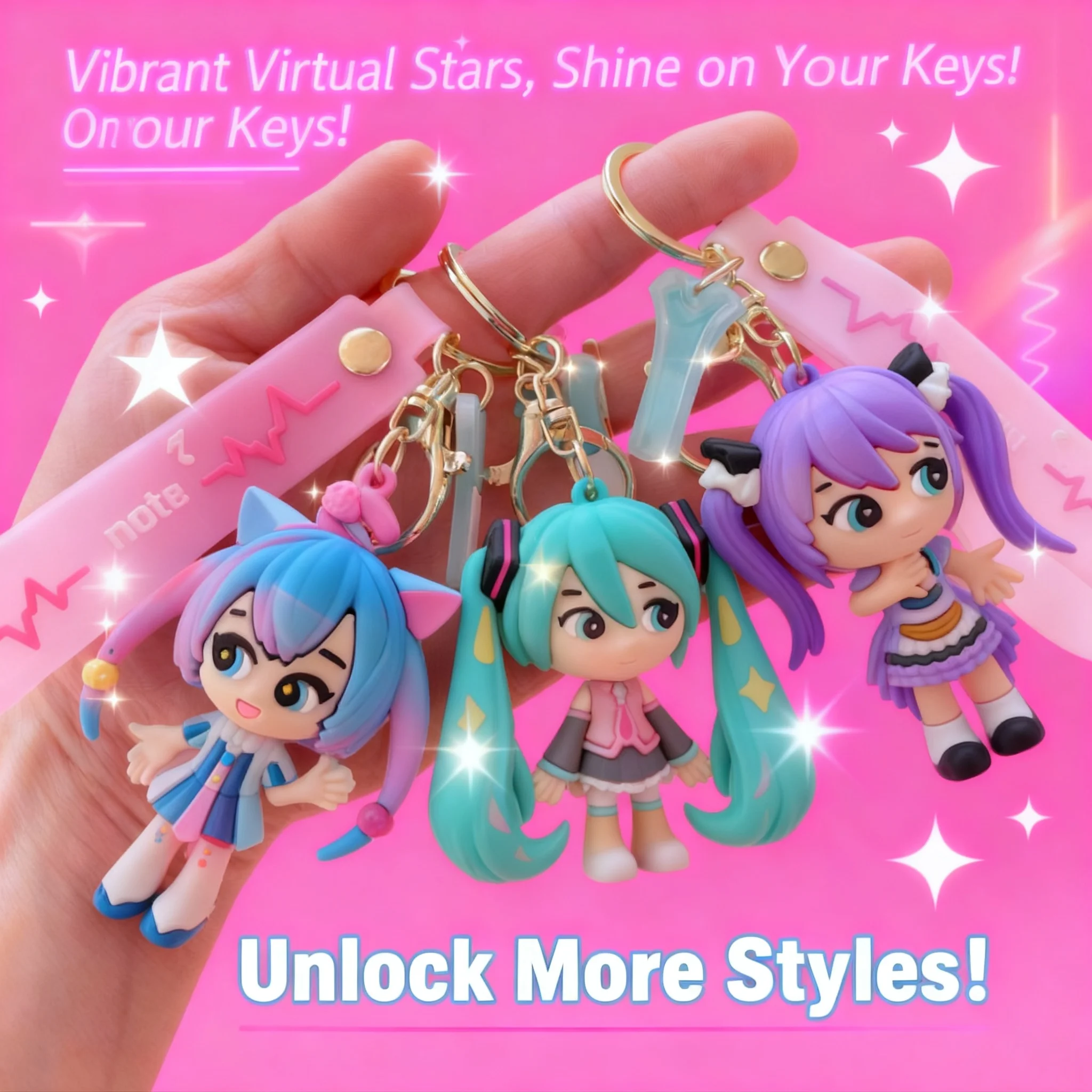 

Miku Hatsune Keychain Cute Anime Girl Pendant Key Chain Car Backpack Accessory Gift for Fans New