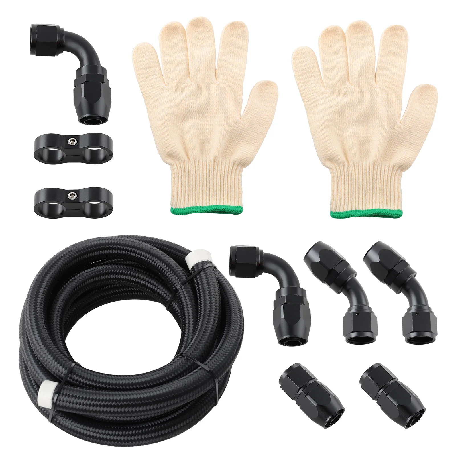 

12AN Fuel line Hose Braided Stainless Steel 10FT Oil Gas CPE BlackSafe