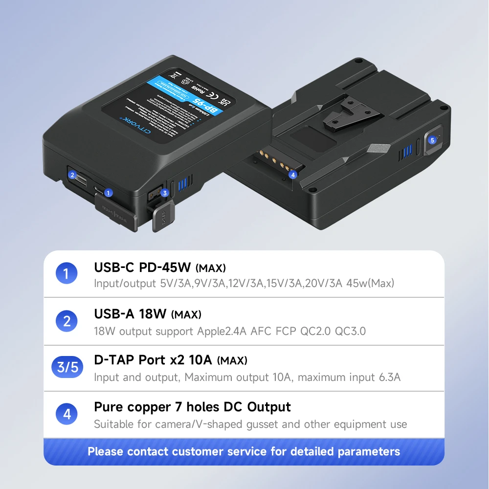 V Mount Battery BP-95 BP-185 BP-222 V-Lock BP Batteries for Camcorder Broadcast LED Video Light Blackmagic URSA Mini Pro