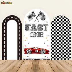 Mocsicka 2-Sided Arch Backdrops FAST ONE Boys 1st Birthday Party Decor Racing Kid Background Custom Photo Studio Photocall Props