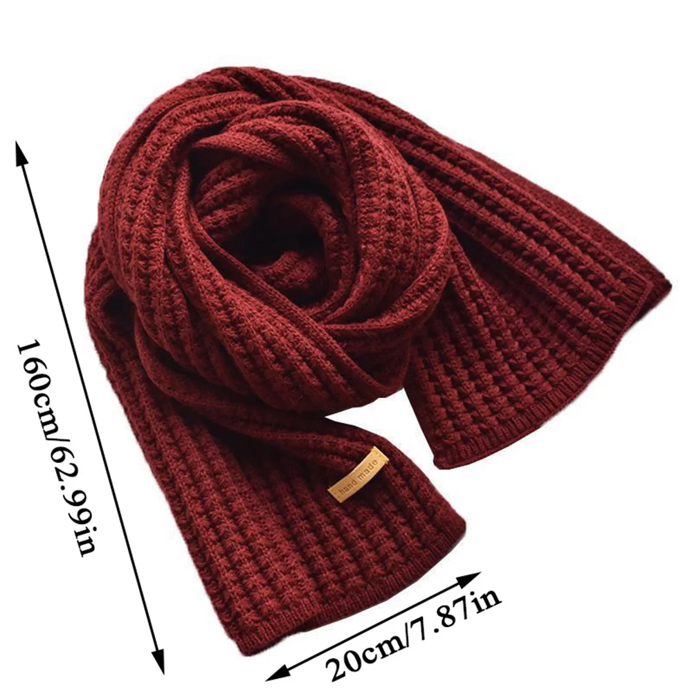 New Winter Warm Knitted Scarf Outdoor Thickened Thermal Neck Warmer Solid Color Long Scarves Windproof Women Neckerchief