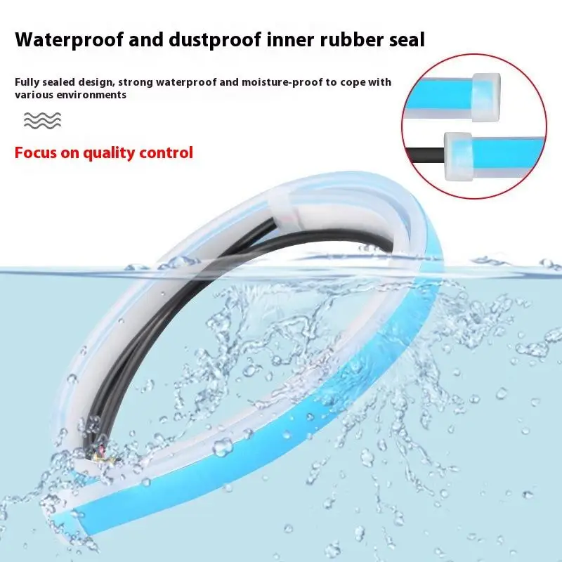 

Hot sale 2Pc 30cm Car DRL Flexible Waterproof Headlight LED Strip Universal Auto Headlights Turn Signal Yellow Brake Flow Lights