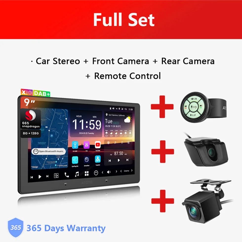 9 inch DAB Android autoradio dubbel 2 Din, AI Agent spraakassistent, LiveView externe camera bewaking parkeerhulp, 4G LTE Bluetooth stereo CarPlay scherm 2Din X10 Atotozone