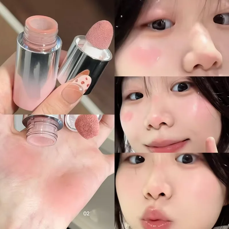Herorange Liquid Blush Stick with Sponge Tip Waterproof Long Lasting Multi-Use for Lips Cheeks Gift