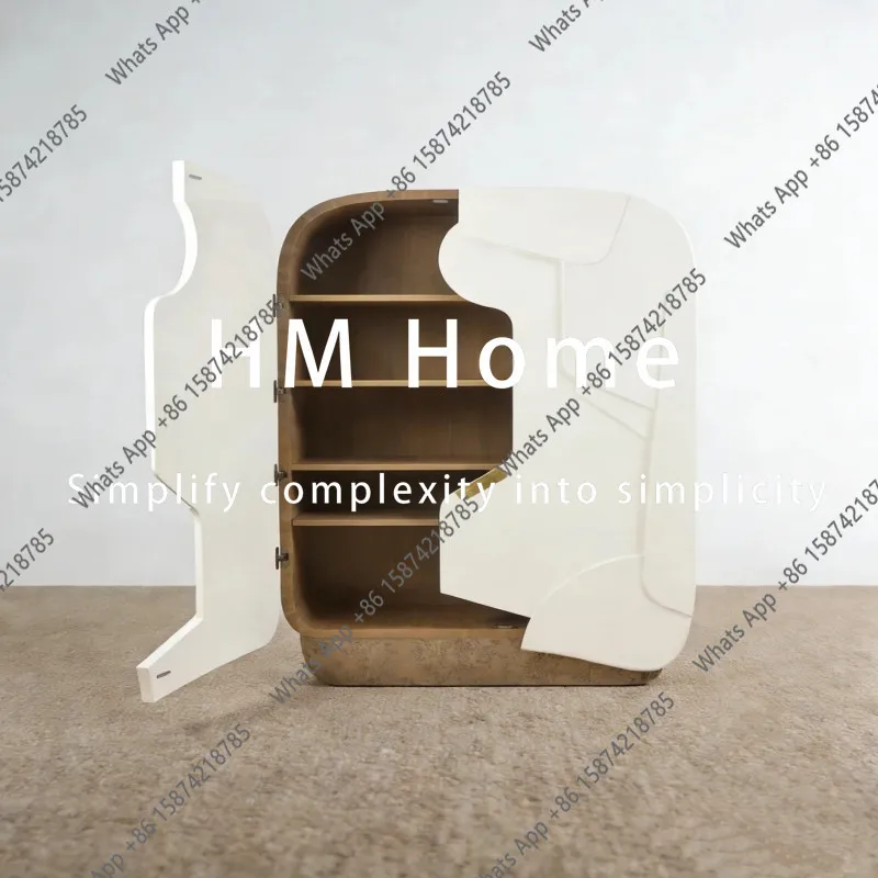 Medieval style modern simple side cabinet designer white irregular geometric shape locker