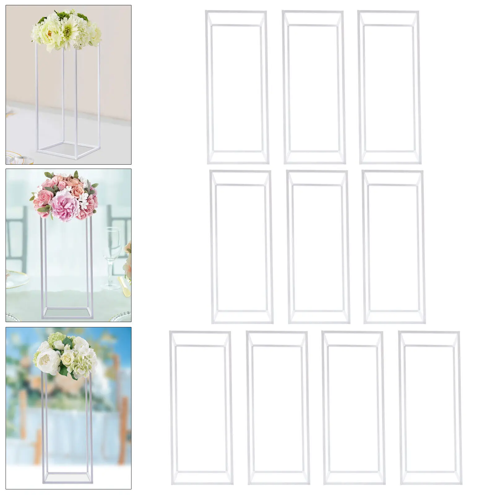 10x Flower Rack Column Stand White Wedding Party Flower Balloon Display Stand US