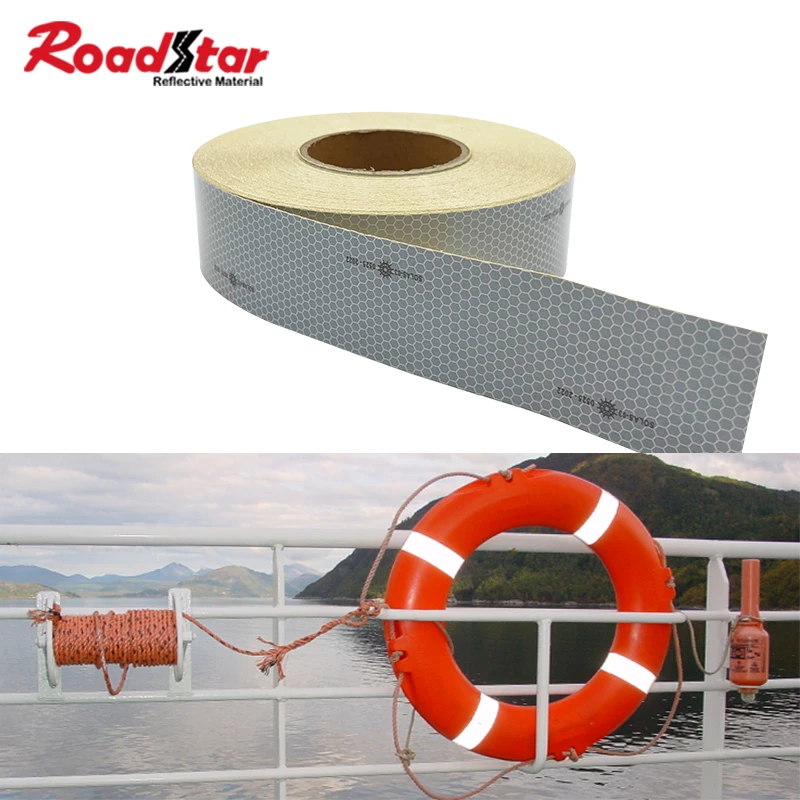 Roadstar 5cmX45.7m High Visibility PMMA Self-Ahesive Marine Solas Grade Approved Reflective Tape for Boat Ship Life Buoy Raft