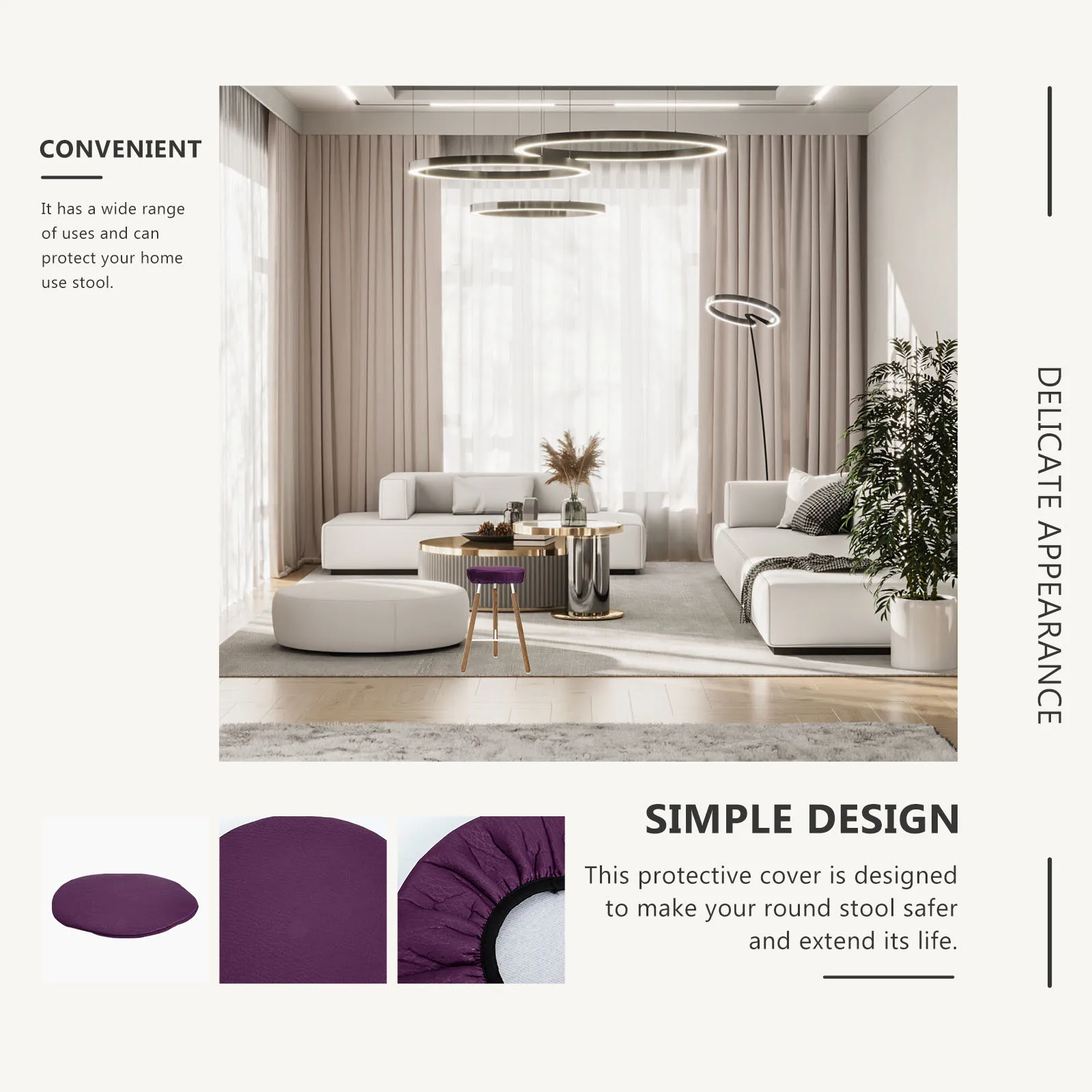 

Round Stool Cover Cushion Protector Foldable Dressing Seat for Polyester Banquet