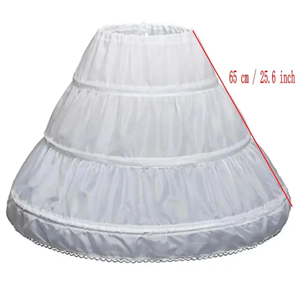 3 フープ A ライン ペチコート アンダースカート クリノリン スリップ 子供用 ウェディングドレス用