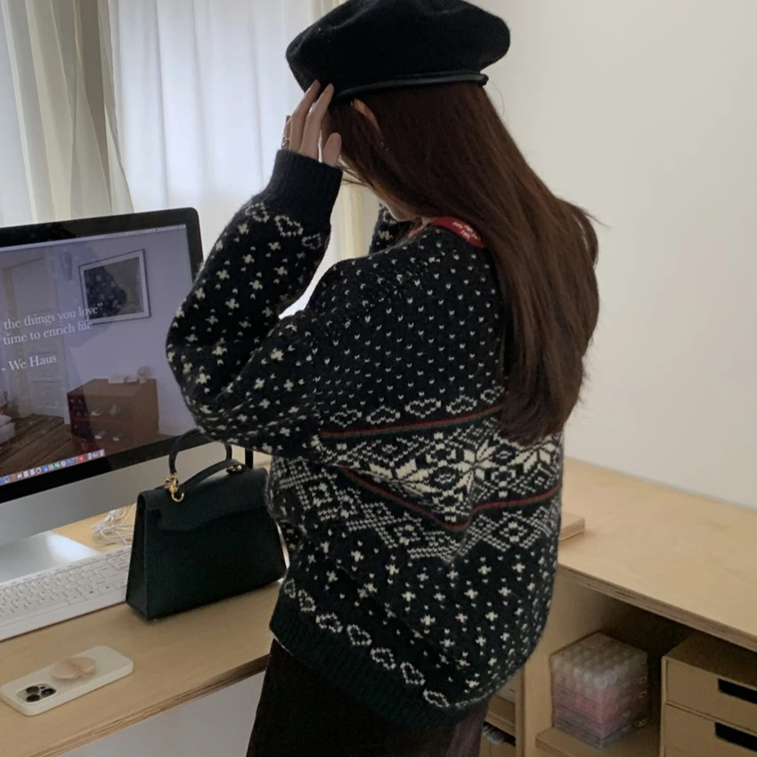 金属シングルブレストカーディガンヒットカラージャカードアウターウェア 2025 女性服 O ネックフルスリーブセーター秋カーディガン