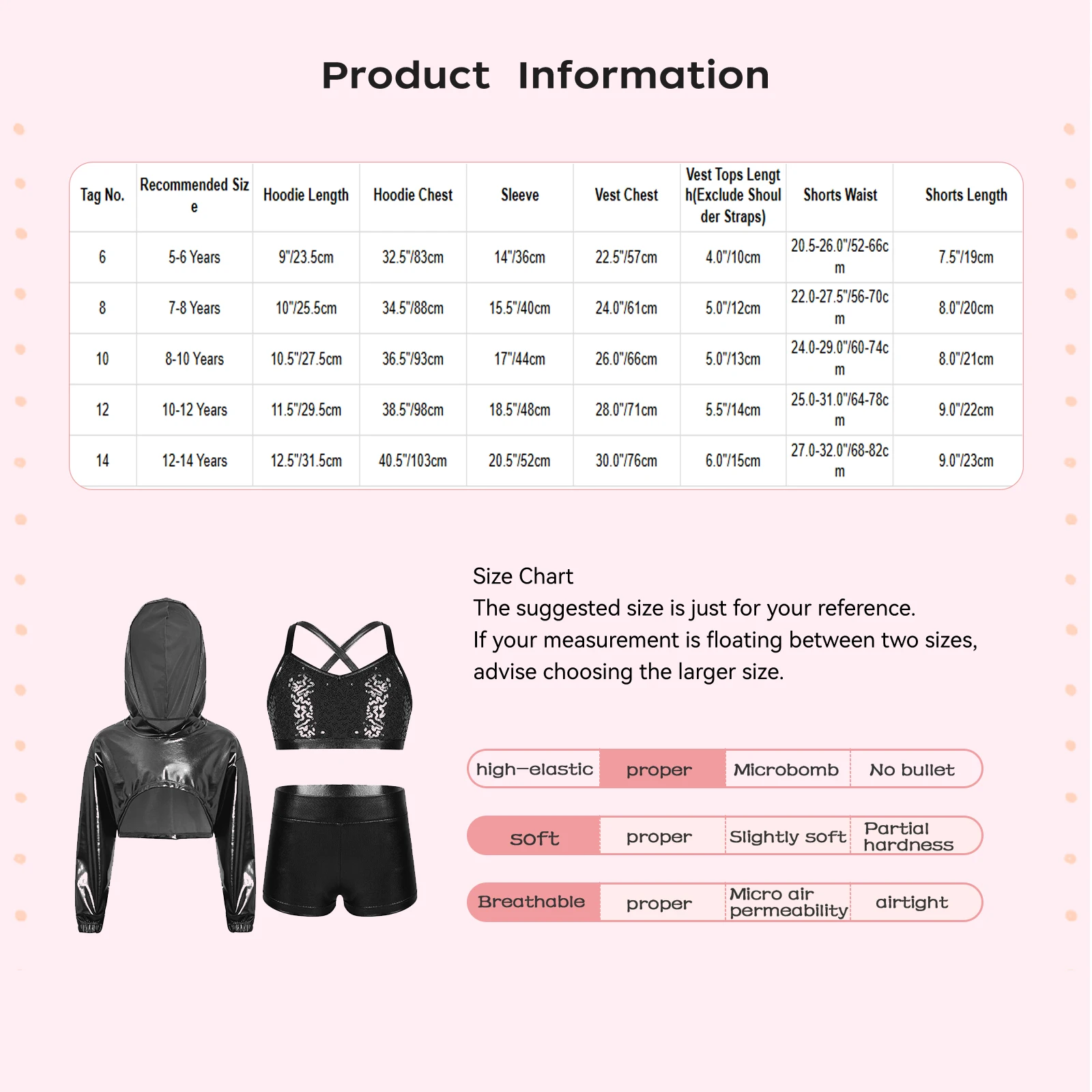 3 pçs/set crianças meninas hip-hop jazz dança desempenho traje manga longa metálico recortado hoodie com cruz de volta colete e calças