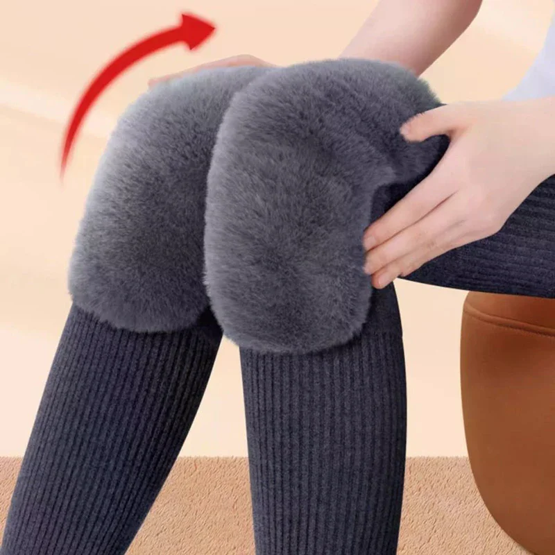 Rodilleras de Cachemira de piel de conejo para personas mayores, rodillera térmica para artritis de piernas frías, Protector de rodilla grueso para mantener el calor, 1 par