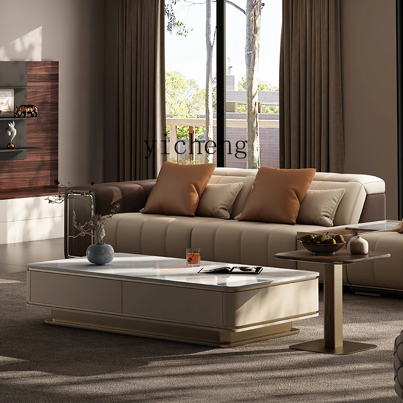 YFY  natural marble corner few living room sofa matching square edge few walnut small edge few