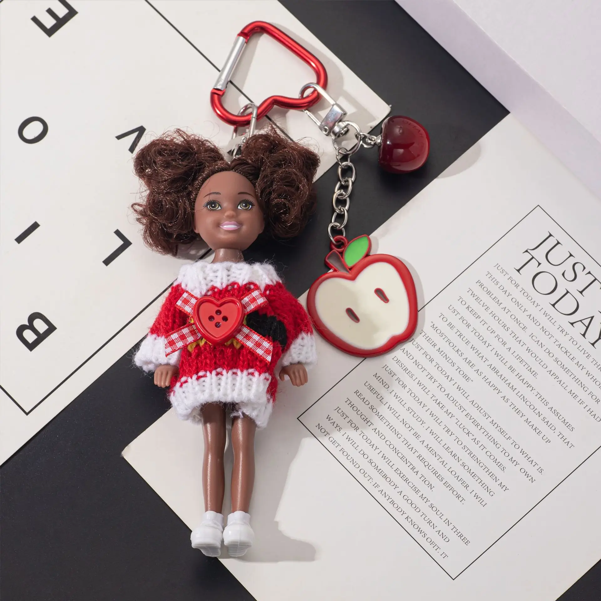 Koreanische Version Mode Afrikanische Schwarze Lockige Haar Prinzessin Puppe Schlüsselbund Anhänger Cartoon Mädchen Tasche Dekor Nette Weihnachten Geschenke