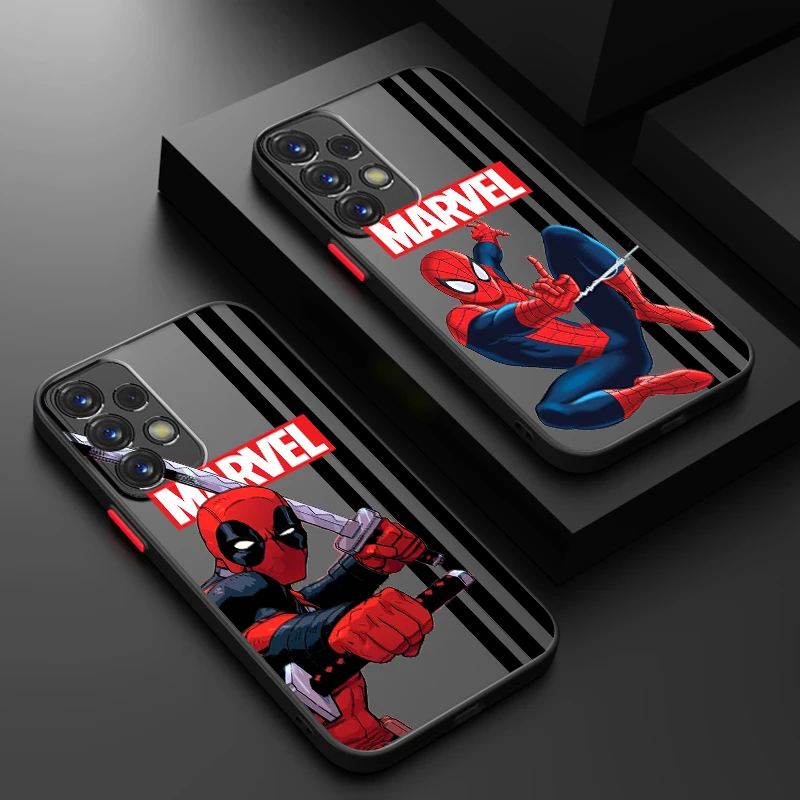 SpiderMan Deadpool Heroic Frosted Translucent For Samsung A53 A52 A33 A32 A51 A71 A21S A13 A73 A50 A22 A12 5G Cover Phone Case