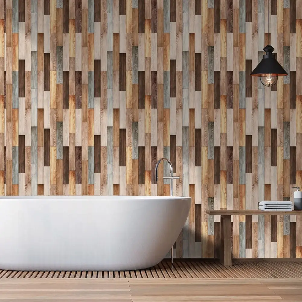 วอลเปเปอร์ติดผนังลายไม้สำหรับบ้านตุ๊กตา ลายไม้เทียม ปูพื้นลายไม้เทียม สติ๊กเกอร์ติดผนังบ้านตุ๊กตา DIY ทำจาก PVC