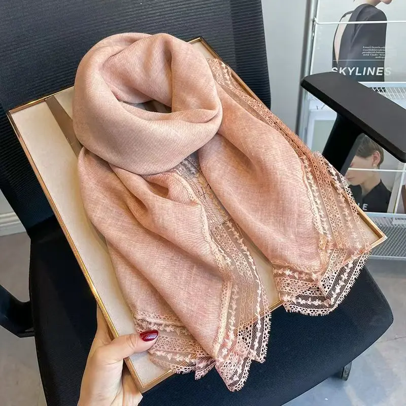 

Женский кружевной хлопковый льняной большой носовой платок, весна-лето, новый тонкий теплый шарф, декоративные гетры, шаль двойного назначения